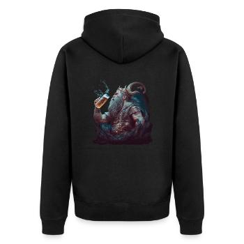 Neptune le dieu romain avec de la bière - Veste à capuche bio Premium Unisexe - noir - Dos - Nico (187cm)