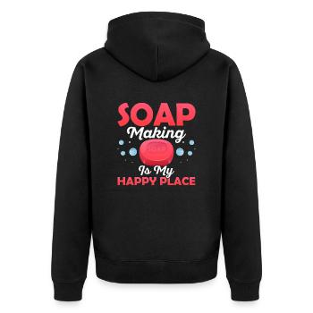 Soap Making Is My Happy Place Soapmaking Soapmaker - Unisex Premium Organic Zip Hoodie - black - Back - Nico (187cm)
