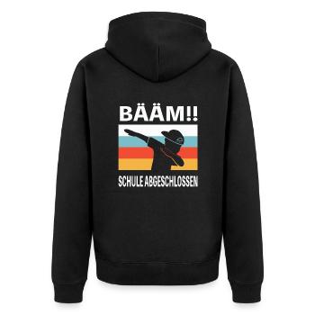 Bääm Schule Abgeschlossen Schüler Schulabschluss - Unisex Premium Bio Zip Hoodie - Schwarz - Hinten - Nico (187cm)