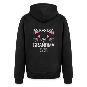 Best Cat Grandma Ever Cute Mother s Day - Unisex Premium Organic Zip Hoodie - black - Back - Nico (187cm)