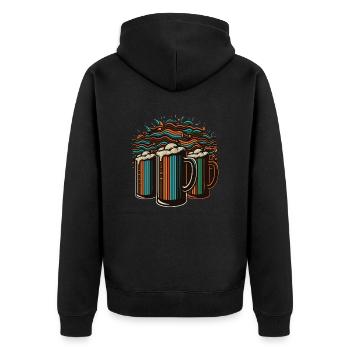 Cool colorful beer mugs - Unisex Premium Organic Zip Hoodie - black - Back - Nico (187cm)