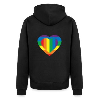 FARBE DER LGBT-FLAGGE - Unisex Premium Bio Zip Hoodie - Schwarz - Hinten - Nico (187cm)