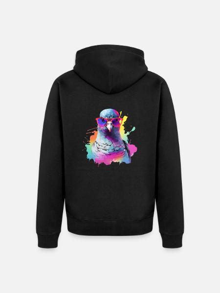 Ron the pigeon - Unisex Premium Organic Zip Hoodie - black