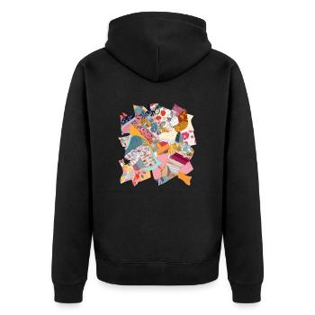 Fabric patchwork n°2 - Unisex Premium Organic Zip Hoodie - black - Back - Nico (187cm)