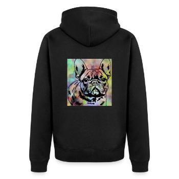 französische Bulldogge Jagdhund gestromt Haustier - Unisex Premium Bio Zip Hoodie - Schwarz - Hinten - Nico (187cm)