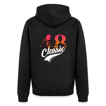 Vintage 1948-48th anniversary - Unisex Premium Organic Zip Hoodie - black - Back - Nico (187cm)