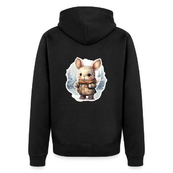 Bunny with scarf and jacket in the snow - Unisex Premium Organic Zip Hoodie - black - Back - Nico (187cm)