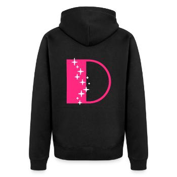 Letter D Glitter - Unisex Premium Organic Zip Hoodie - black - Back - Nico (187cm)