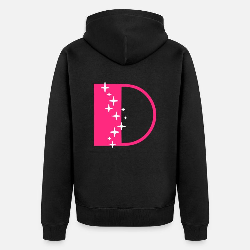 Buchstabe D Glitzer - Unisex Premium Bio Zip Hoodie - Schwarz