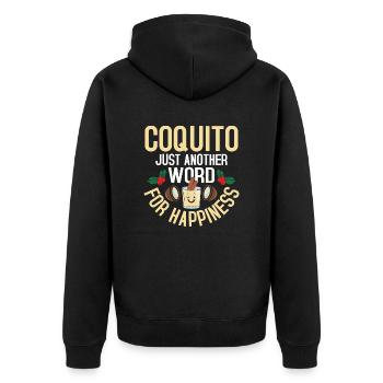 Coquito Just Another Word For Happiness Puerto Ric - Unisex Premium Organic Zip Hoodie - black - Back - Nico (187cm)