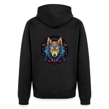 Wolf with Ornament, Love Wolfs - Unisex Premium Organic Zip Hoodie - black - Back - Nico (187cm)