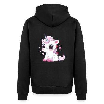 Licorne mignonne - Veste à capuche bio Premium Unisexe - noir - Dos - Nico (187cm)