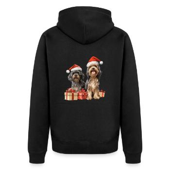Merry Christmas Dogs - Unisex Premium Bio Zip Hoodie - Schwarz - Hinten - Nico (187cm)