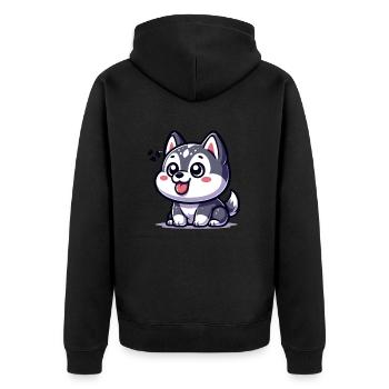 Adorable Cartoon Dog - Unisex Premium Organic Zip Hoodie - black - Back - Nico (187cm)