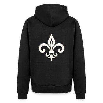 fleur de lis - Unisex Premium Organic Zip Hoodie - black - Back - Nico (187cm)
