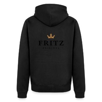 Fritz - Unisex Premium Bio Zip Hoodie - Schwarz - Hinten - Nico (187cm)