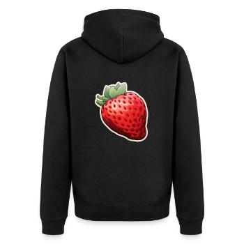 Erdbeere - Unisex Premium Bio Zip Hoodie - Schwarz - Hinten - Nico (187cm)