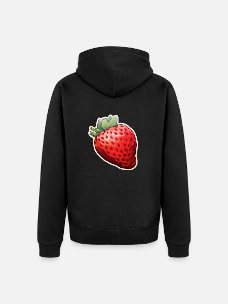 Erdbeere - Unisex Premium Bio Zip Hoodie - Schwarz