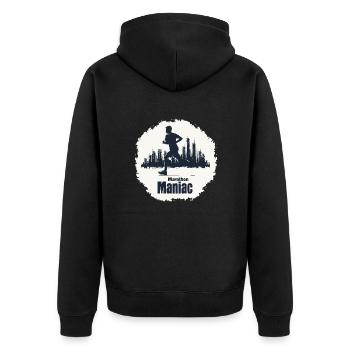 Stadtbild Marathonläufer - Unisex Premium Bio Zip Hoodie - Schwarz - Hinten - Nico (187cm)