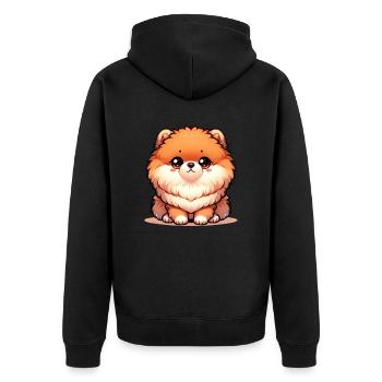 Illustration numérique d’un chien poméranien mignon - Veste à capuche bio Premium Unisexe - noir - Dos - Nico (187cm)