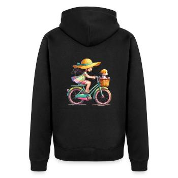 Girl on bicycle - Unisex Premium Organic Zip Hoodie - black - Back - Nico (187cm)