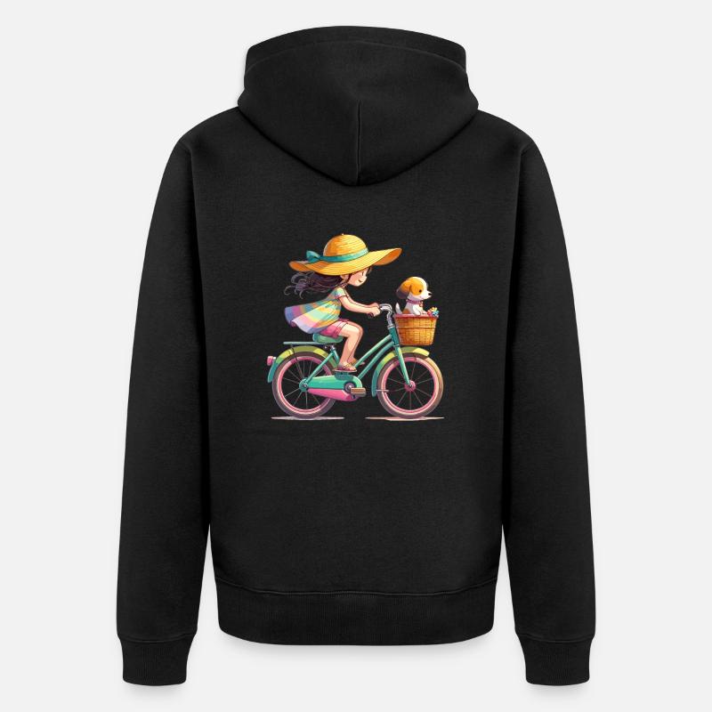Fille sur le vélo - Veste à capuche bio Premium Unisexe - noir