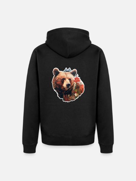 Bear in the wild - Unisex Premium Organic Zip Hoodie - black