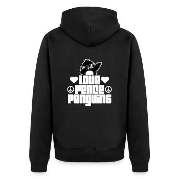 Liebe Frieden Pinguine Lustiger Tupfer Cooler Pinguin Dabben - Unisex Premium Bio Zip Hoodie - Schwarz - Hinten - Nico (187cm)