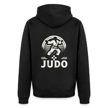 Judo Mastery Combat Emblem - Unisex Premium Organic Zip Hoodie - black - Back - Nico (187cm)