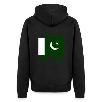 pakistan dont panic - Unisex Premium Bio Zip Hoodie - Schwarz - Hinten - Nico (187cm)