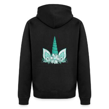 Einhorn süße Regenbogen lustige Einhörner magische Fantasie - Unisex Premium Bio Zip Hoodie - Schwarz - Hinten - Nico (187cm)