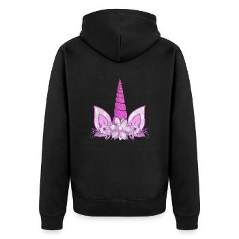 Einhorn süße Regenbogen lustige Einhörner magische Fantasie - Unisex Premium Bio Zip Hoodie - Schwarz - Hinten - Nico (187cm)