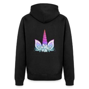 Einhorn süße Regenbogen lustige Einhörner magische Fantasie - Unisex Premium Bio Zip Hoodie - Schwarz - Hinten - Nico (187cm)