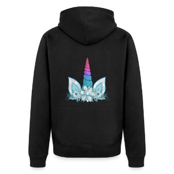 Einhorn süße Regenbogen lustige Einhörner magische Fantasie - Unisex Premium Bio Zip Hoodie - Schwarz - Hinten - Nico (187cm)