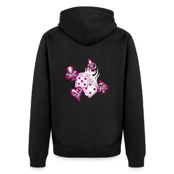 Glücksspiel - Unisex Premium Bio Zip Hoodie - Schwarz - Hinten - Nico (187cm)