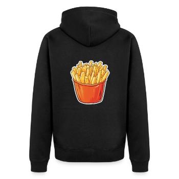 Pommes Frites - Unisex Premium Bio Zip Hoodie - Schwarz - Hinten - Nico (187cm)