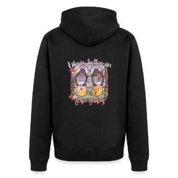 summer lake nature flora art pool sea beach love - Unisex Premium Organic Zip Hoodie - black - Back - Nico (187cm)