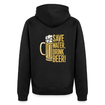 Save Water dring beer - Unisex Premium Bio Zip Hoodie - Schwarz - Hinten - Nico (187cm)