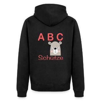 ABC-Schütze mit Hund - Unisex Premium Bio Zip Hoodie - Schwarz - Hinten - Nico (187cm)