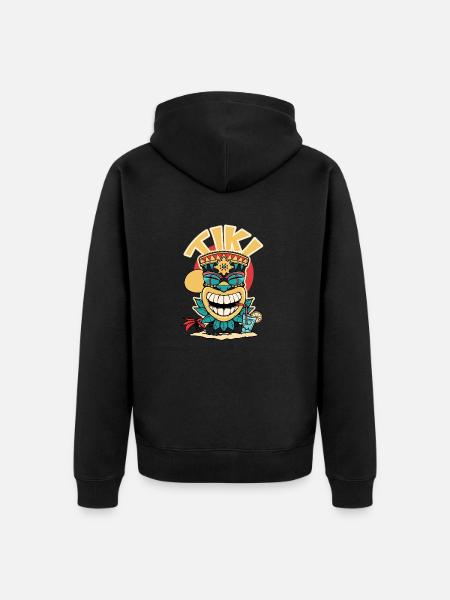 Tiki mask drinking a. - Unisex Premium Organic Zip Hoodie - black