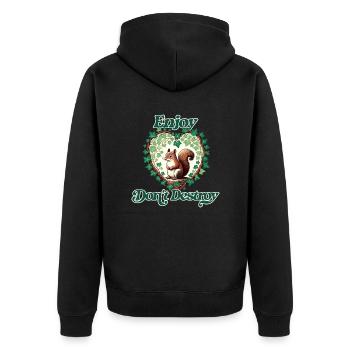 Genieße Don't Destroy - Unisex Premium Bio Zip Hoodie - Schwarz - Hinten - Nico (187cm)