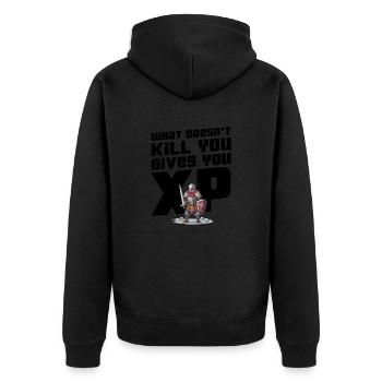 What doesn't kill you gives you xp - Unisex Premium Organic Zip Hoodie - black - Back - Nico (187cm)