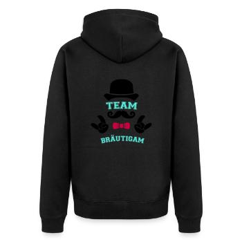 Team Groom - Unisex Premium Organic Zip Hoodie - black - Back - Nico (187cm)