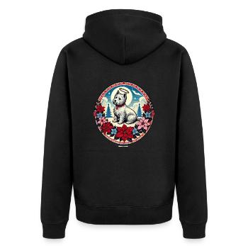 Weihnachts-Westie - Unisex Premium Bio Zip Hoodie - Schwarz - Hinten - Nico (187cm)