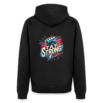 Restez fort Motivation - Veste à capuche bio Premium Unisexe - noir - Dos - Nico (187cm)