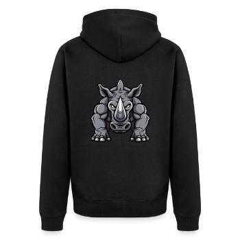 Rhino Comic - Unisex Premium Organic Zip Hoodie - black - Back - Nico (187cm)