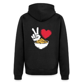 Für Genießer der koreanischen Küche - Unisex Premium Bio Zip Hoodie - Schwarz - Hinten - Nico (187cm)