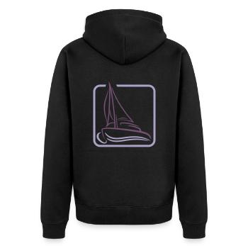 Sailing Logo Icon Square Sailboat Ship - Unisex Premium Organic Zip Hoodie - black - Back - Nico (187cm)