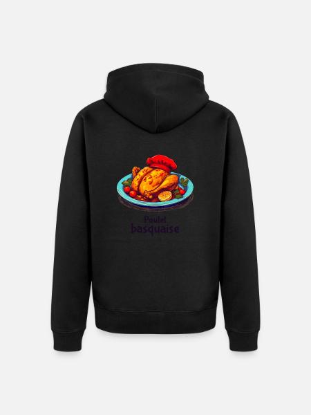 Poulet Basquaise - Dark Text - Unisex Premium Organic Zip Hoodie - black