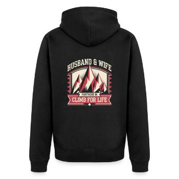 Climbing and summits for partners - Unisex Premium Organic Zip Hoodie - black - Back - Nico (187cm)